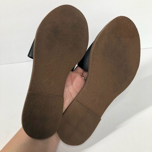 Madewell The Boardwalk Post Slide Sandal in Black Leather Size 6 JO201 - Picture 8 of 9